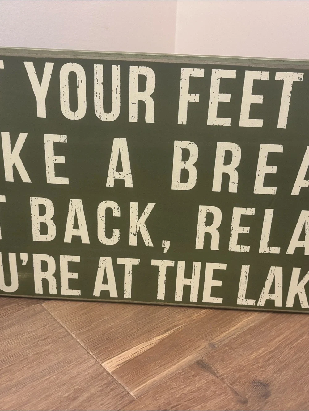 Olive Green 'Go Jump in the Lake' and “Relax You’re at the Lake”Rustic Wood Sign